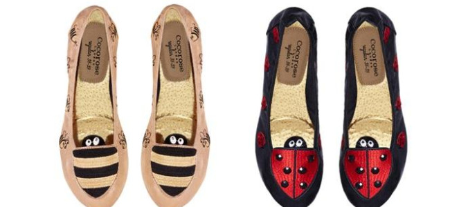 Ladybird and bumble bee foldable flats by Cocorose London