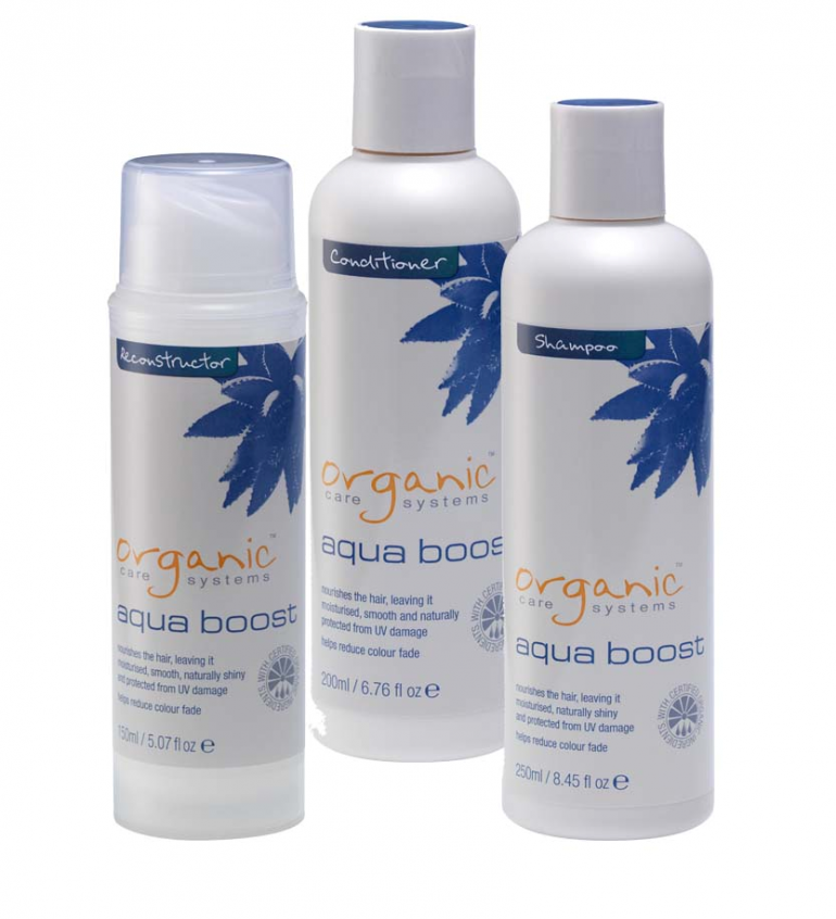 Aqua Boost shampoo and conditioner has been created by Organic Care Systems and will leave your hair glossy