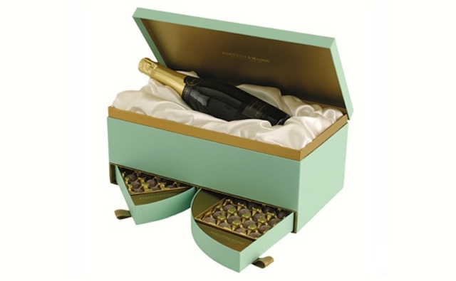 Fortnum and Mason has a gorgeous presentation box of Champagne and Chocolates