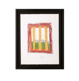 The Window: This sketch depicts an idealised view of Table Mountain through the bars of a prison cell on Robben Island, and resembles freedom and beauty to Nelson Mandela