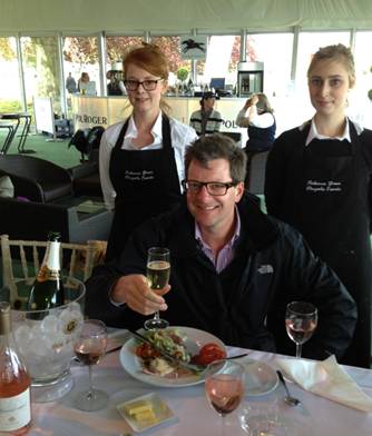 The hardest food critic to please, William Sitwell, enjoying his lunch prepared by Outside Chance Master Chef Rebecca Green