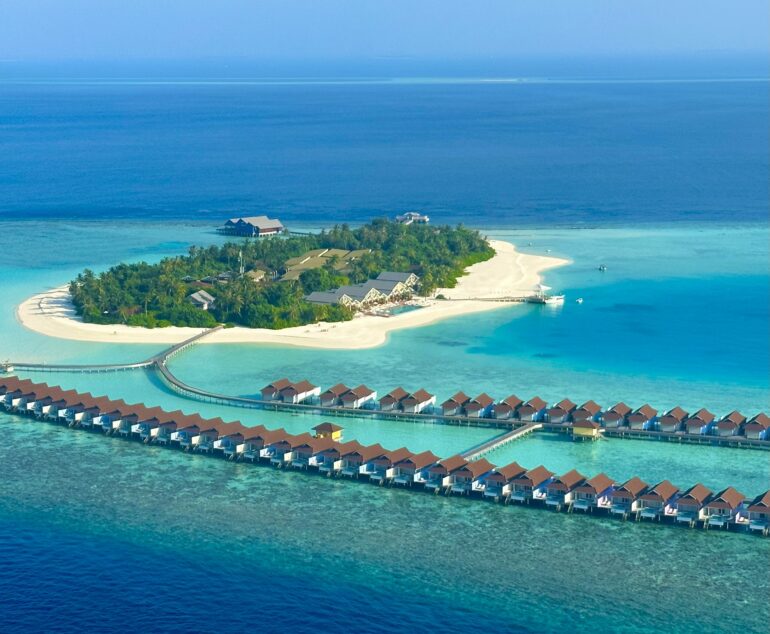 Huruvalhi island in the Maldives. It is home to The Standard Hotel. 